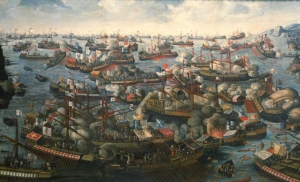 Произошла битва при Лепанто - последнее в истории крупное сражение галерных флотов