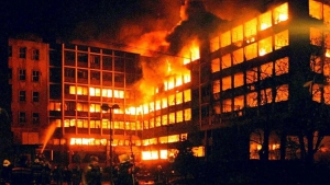 Начало бомбардировок НАТО военных и гражданских объектов в городах Югославии