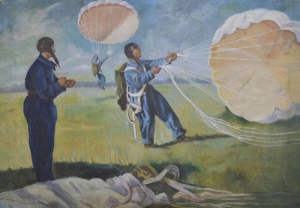 Первый прыжок с парашютом из синтетической ткани