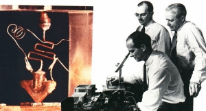 Учёные Уильям Шокли, Уолтер Браттейн и Джон Бардин из «Bell Laboratories» объявили о создании транзистора