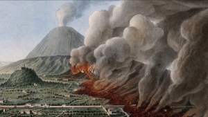 Из-за извержения Везувия разрушается значительная часть Неаполя, около 26 тыс. человек погибает