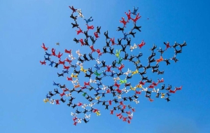 В Иллинойсе (США) 246 парашютистов составляют живой круг в небе (мировой рекорд)