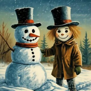 День победы снеговика над пугалом